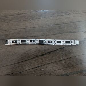 Mens 1/8 CT. T.W. Diamond Stainless Steel & Resin Link Bracelet